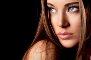 Portrait of beautiful woman with blue eyes